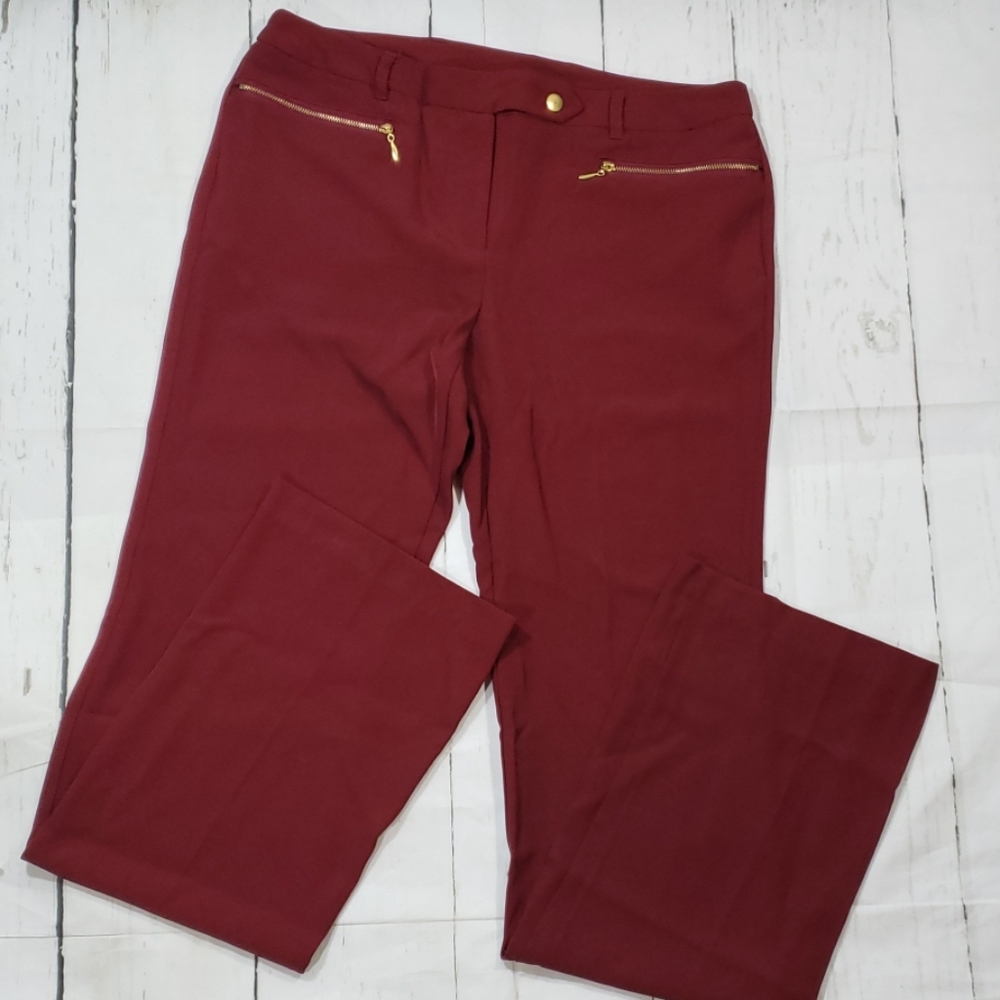 Star Style dark red dress pants gold accents 5